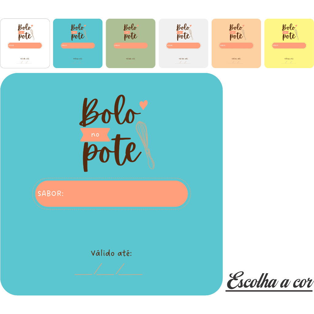50 100 150 200 UNIDADES ADESIVO ETIQUETA TAG QUADRADO 3,5CMX3,5CM BOLO NO POTE   MODELO 3 A PROVA DE AGUA  AUTO ADESIVA UNIDADES PARA EMBAGENS CAIXAS SAQUINHO PAPEL TERMICO POTES E POTES DE GELADEIRA