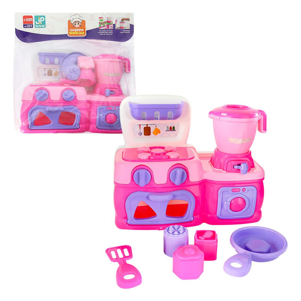 Mini Cozinha Rosa com Fogão, Forno, Liquidificador, Espátula Criativo Master Chef Presente Menina Criança