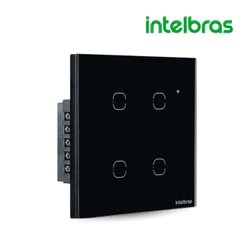 Interruptor Inteligente Wifi Touch 4 Teclas Smart Preto Intelbras Compatível Voz Alexa Google Assistente Iluminação Led