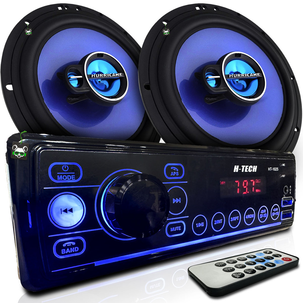 Kit Rádio Mp3 Som Automotivo + Par Alto Falante Triaxial 6 Polegadas 100w - Spare Parts and Accessories for Vehicles