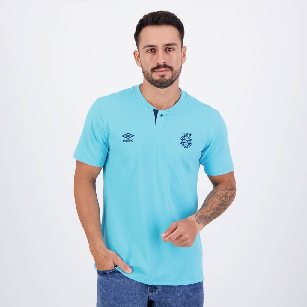 Polo Umbro Grêmio Viagem 2024 Azul em Oferta na Shopee