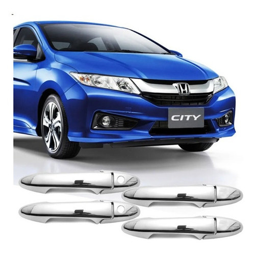JOGO APLIQUE CROMADO CAPA MACANETA HONDA CITY 2015 2016