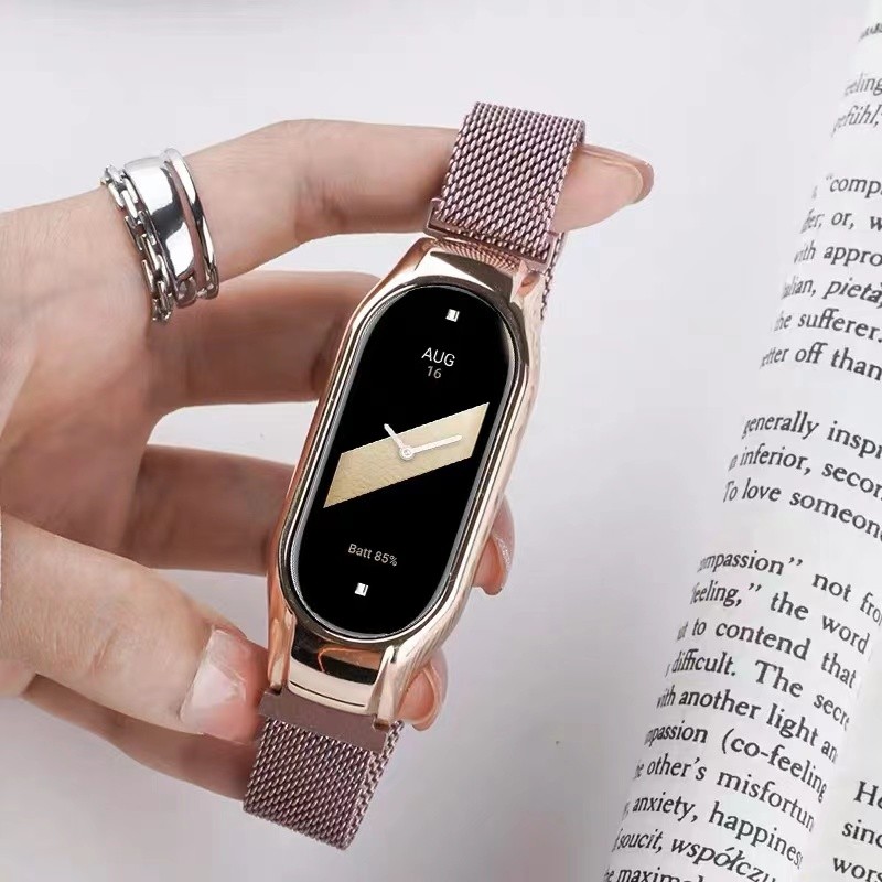 Pulseira Para Xiaomi Mi Band 9/8/7 3 4 5 6 Cinta De Metal Magnético Aço Inoxidável De Substituição Magnética