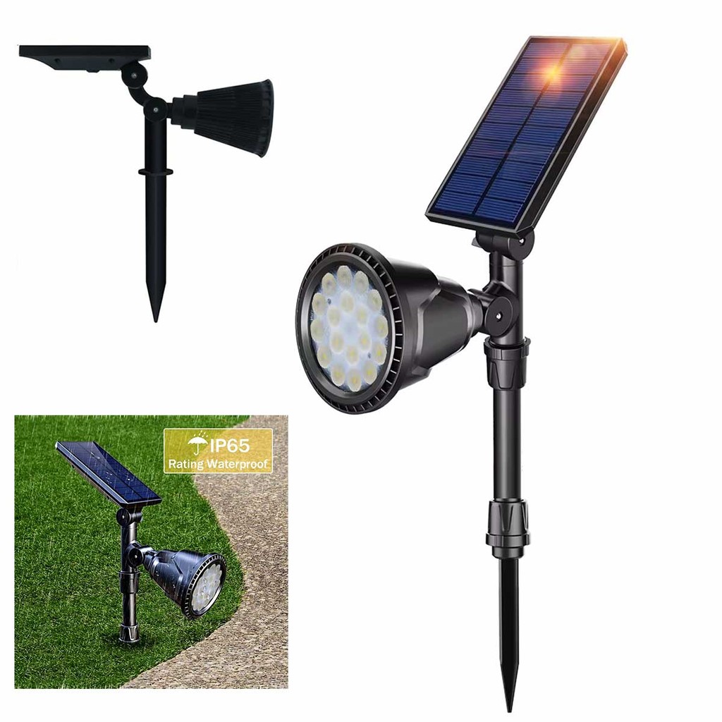 Luminaria Solar Arandela Espeto LED Spot Sensor Presença Movimento Angulo Ajustavel Jardim Parede Quintal Entrada Garagem Arbusto Caminho Iluminaçao