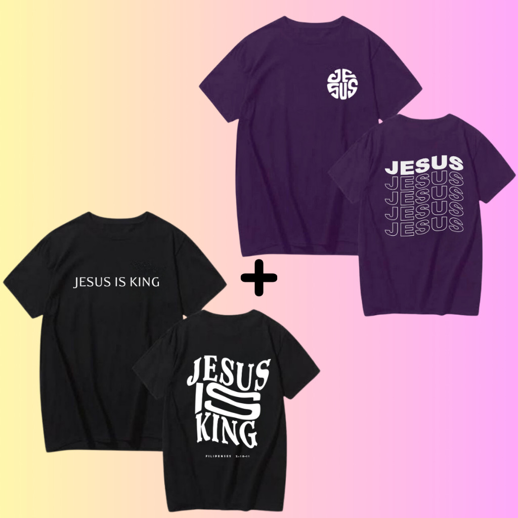 Kit 2 Camisetas Blusas Estampa Old School Jesus King Camiseta - Moda Evangélica - Envio Imediato Lançamento 2024 Amora Black