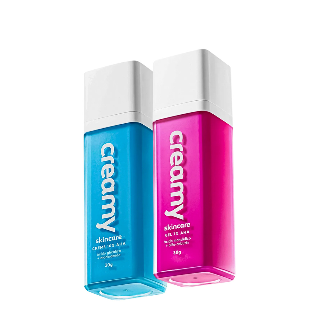 Kit Creamy Ácido Glicólico Redutor de Linhas e Ácido Mandélico Gel Antiacne (2 produtos) em Oferta na Shopee