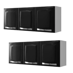 Conjunto 2 Armários de Cozinha Aéreos Itatiaia Aço 3 Portas Rose Preto