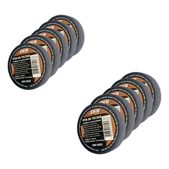 Kit 10 Unidades Fita Isolante de Tecido Chicote Autocolante 10 Metros Preto Dni5023