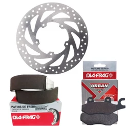 Kit Disco de Freio Dianteiro Fazer 250 2005-2015 + Pastilhas e Lonas Diafrag