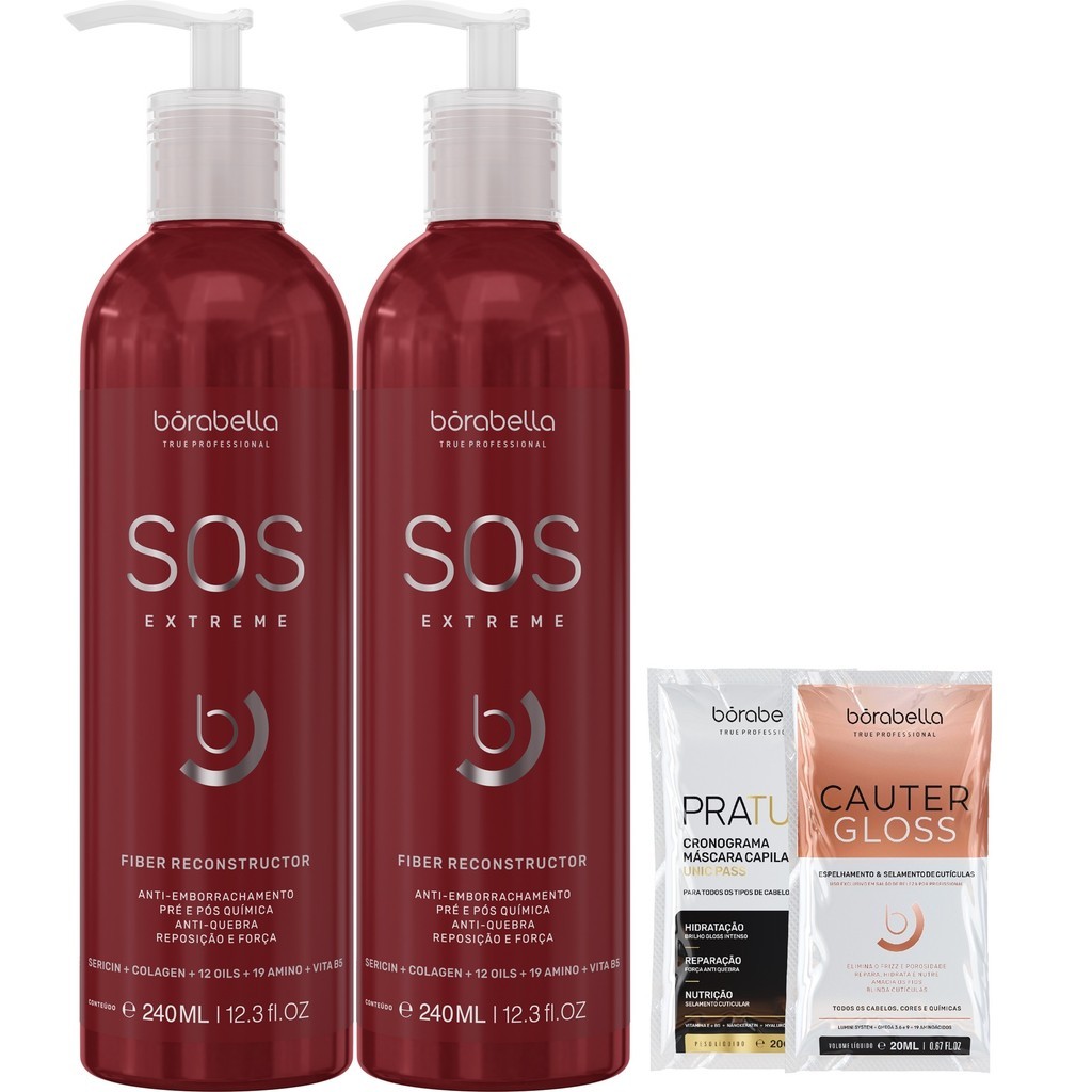 Kit 2un Borabella Reconstrutor Anti-Emborrachamento SOS Extreme 240ml