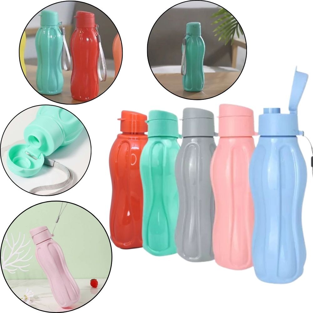 Garrafa Água Squeeze Plástica 600ml com Tampa e Bico