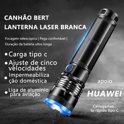 High Power LED Lanterna com porcento da bateria tocha luz de alta potência com laser Super Potente 5km led focoMT192