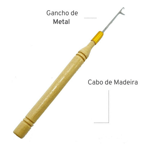 Kit 3 Agulhas P/ Microlink Cabo De Madeira Mega Hair — imagem 2 de 2