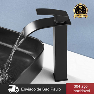 Torneira Quente e Fria Bica De Luxo Banheiro Lavabo Cuba Monocomando Alta cor Preta em Oferta na Shopee