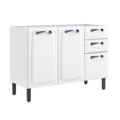 Balcão de Cozinha Itatiaia em Aço 3 Portas 2 Gavetas Branco SEM TAMPO New Premium
