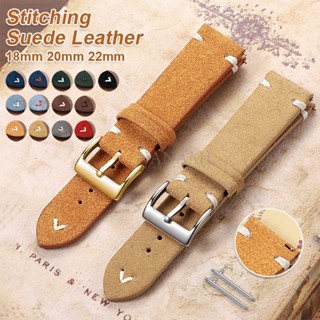 Costura Camurça Couro Genuíno Pulseira De Relógio Vintage 18mm 20mm 22mm Macio Liberação Rápida Pulseiras Universais Par em Oferta na Shopee