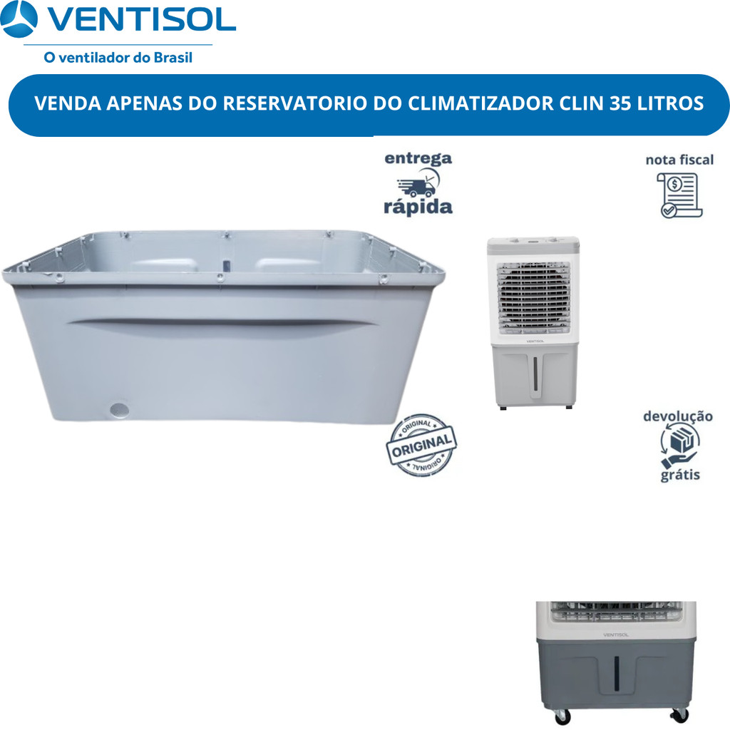 Reservatório Climatizador Ventisol Clin 35L Original Peça Reposição Água Tanque Tampa Grande Branco.