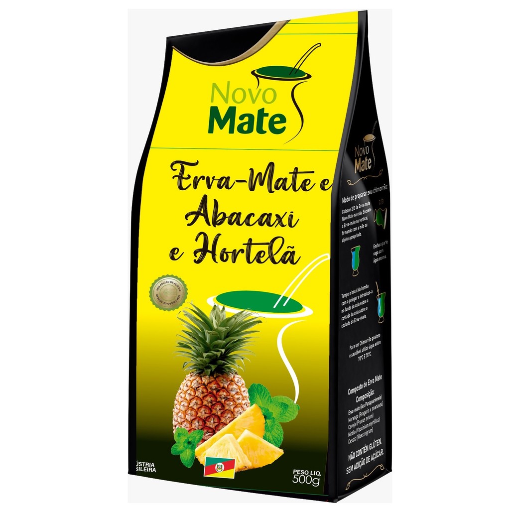 Erva Mate Chimarrão NOVO MATE ABACAXI E HORTELÃ 500g