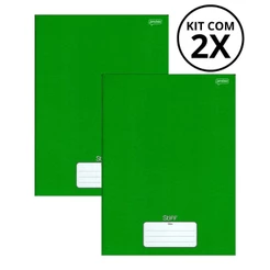 Kit Com 2 Caderno Brochura 96 Fls Pautado Capa Dura - Stiff COR:VERDE