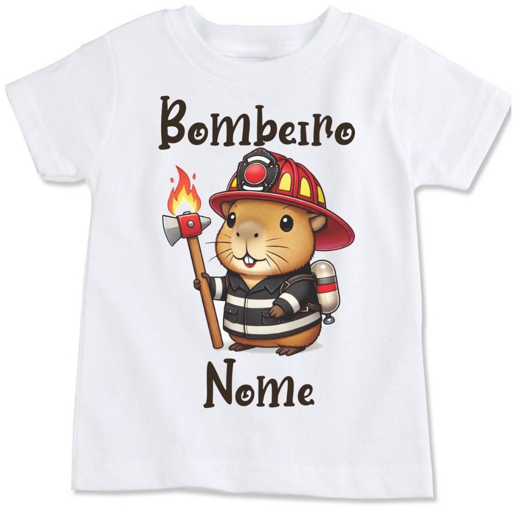 Camisa Linda Camisa Personalizada Infantil Capivara Bombeiro - Informar Nome Premium Postagem Imediata