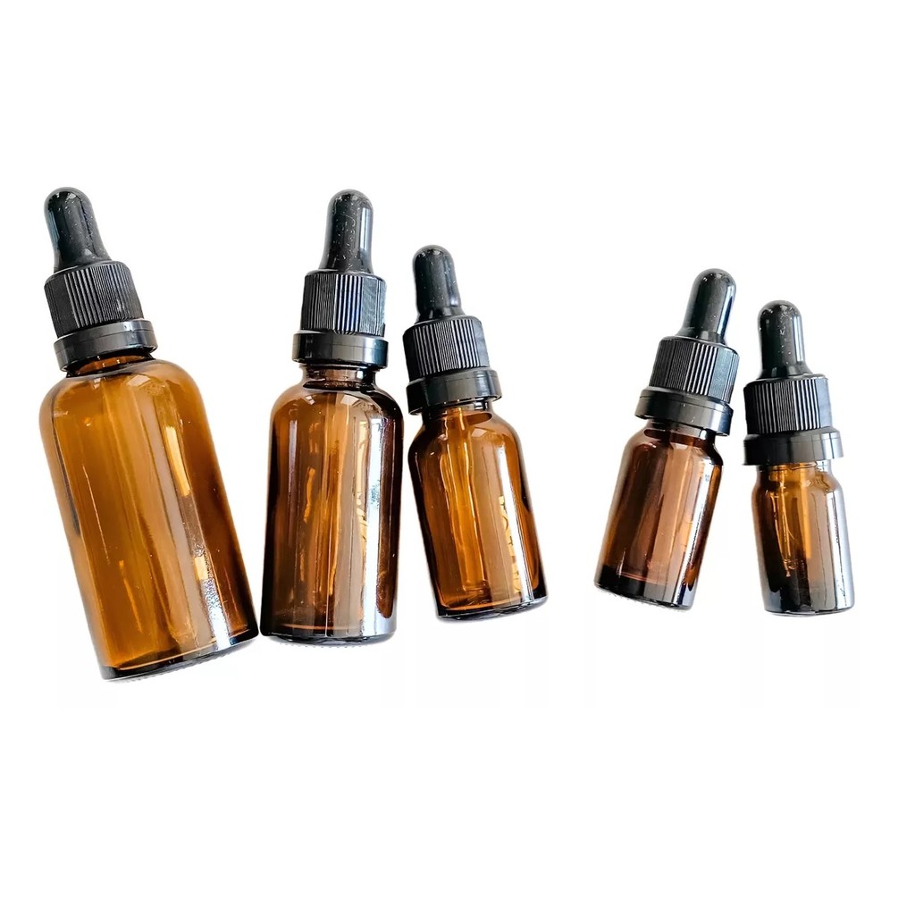 KIT C/ 5 FRASCO CONTA GOTAS AMBAR 50ML