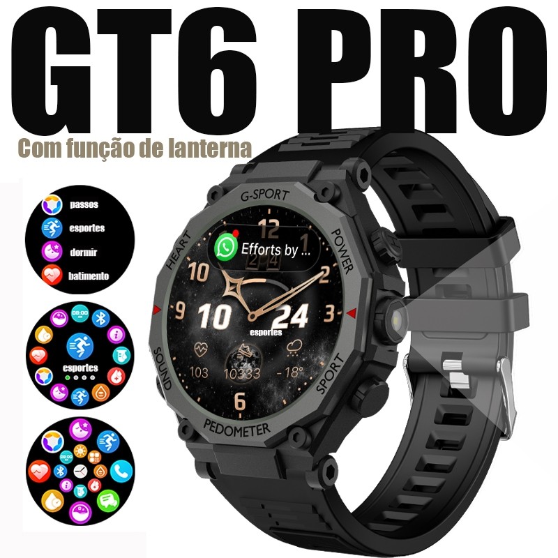 Smartwatch Relógio Inteligente 2025 GT6 PRO Chamado Bluetooth Com Função De Monitoramento De Frequência Cardíaca