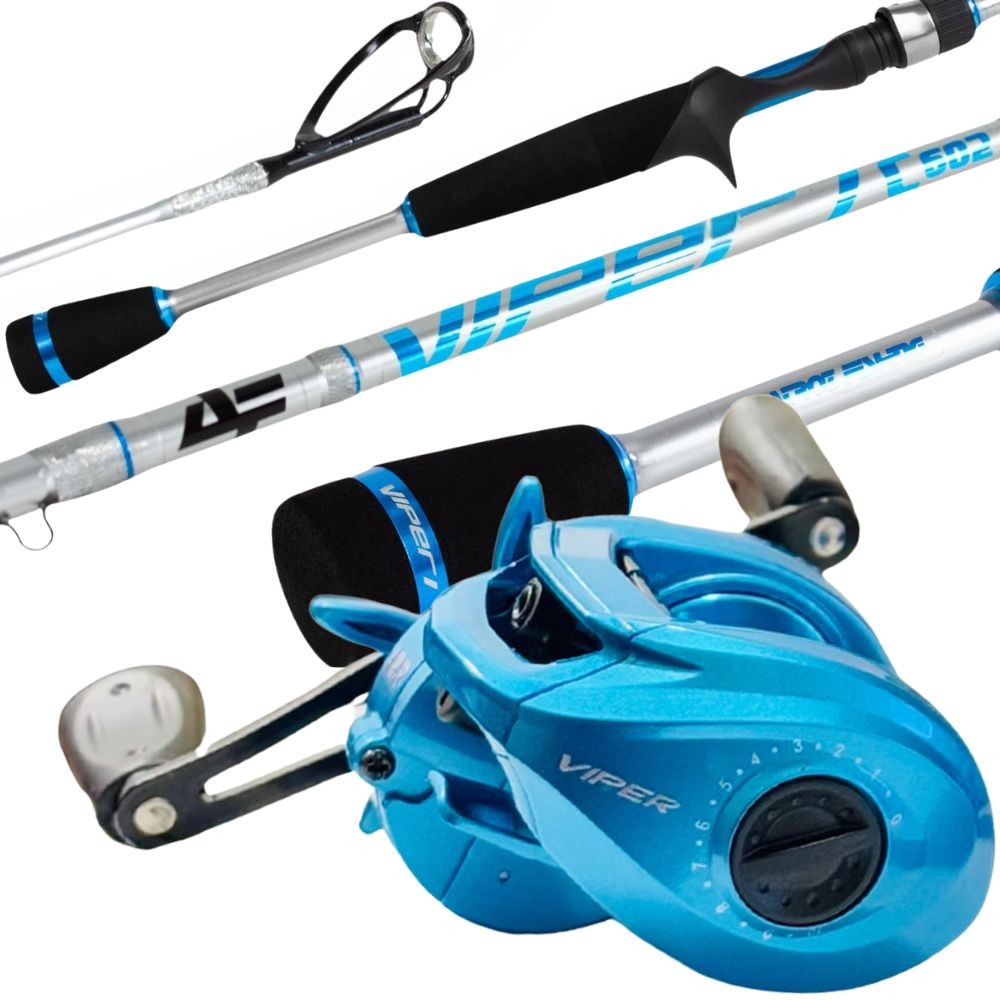 Kit Carretilha Viper Direita 12R Drag 6,5kg + Vara Viper 6'0