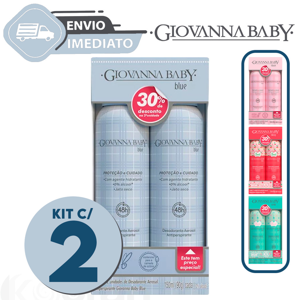 Kit C/2 Desodorantes Corporal Colônia Perfume Jato Seco Giovanna Baby Floral 150ml Envio Imediato