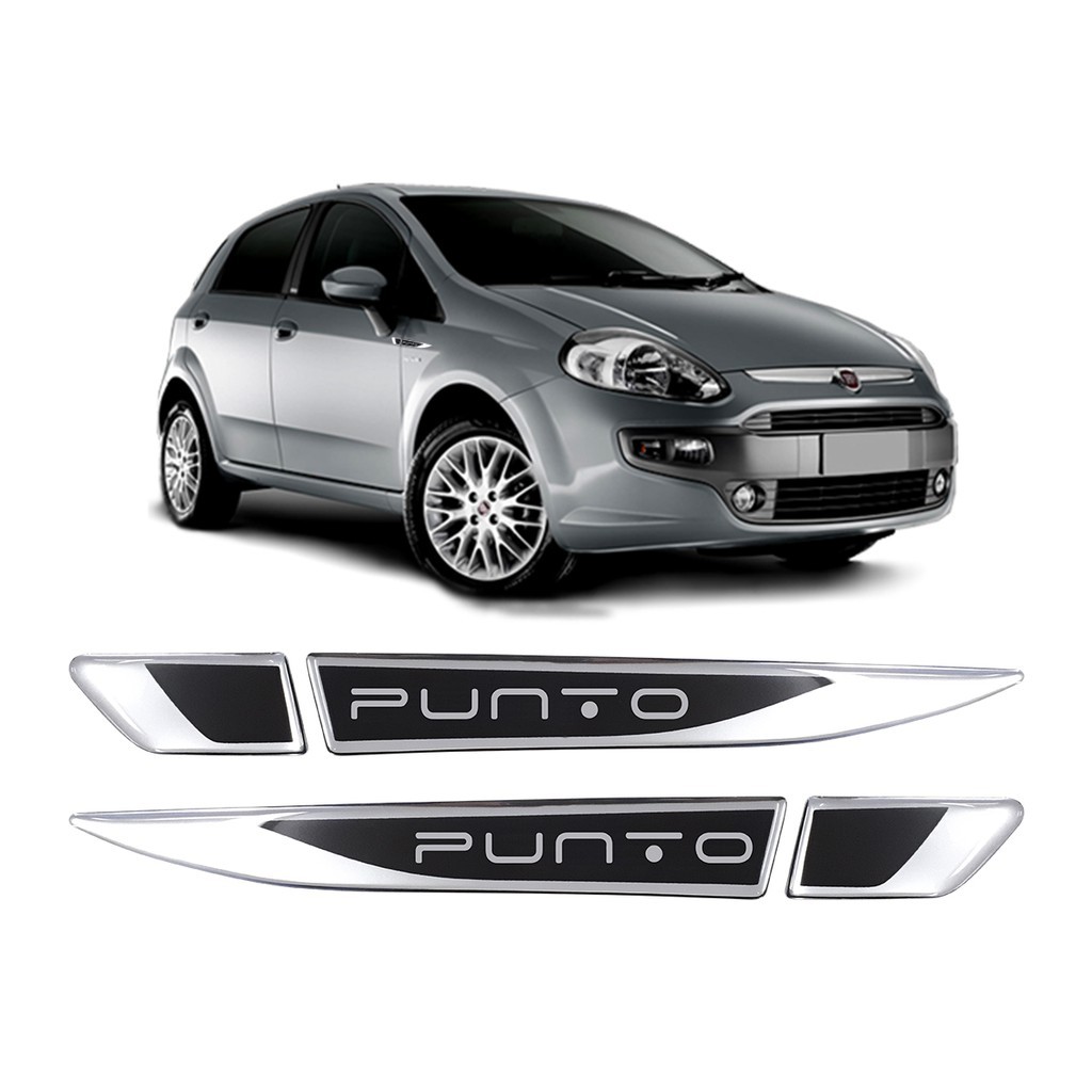 Par de Emblema Aplique Lateral Para-Lama Adesivo Resinado Fiat Punto 2013 2014 2015 2016 2017