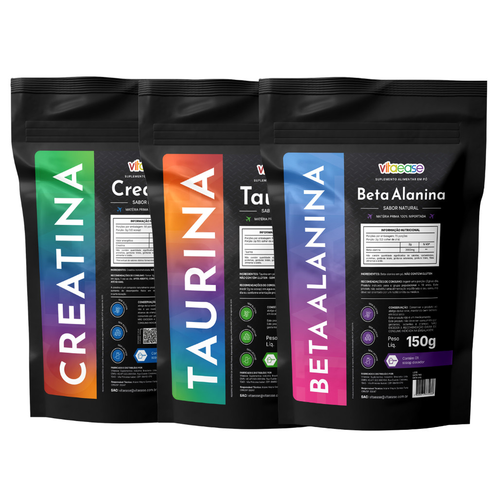 Creatina, Taurina e Beta-Alanina em Pó 150g | Suplemento Alimentar | Blend Vitaease