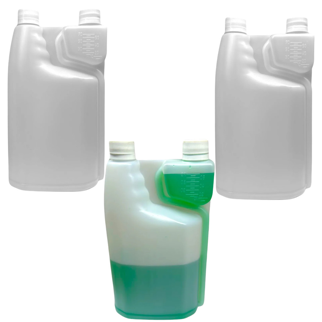 KIT 3 UNIDADES FRASCO 1 LITRO COM DOSADOR 80 ML C/ 2 TAMPAS