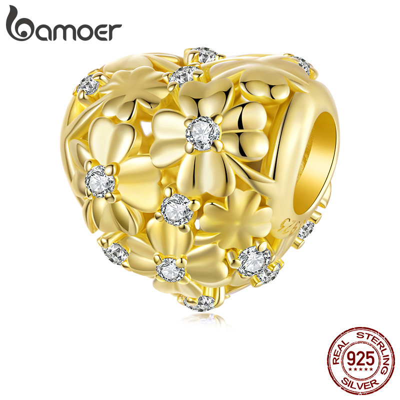 Bamoer 925 Prata Esterlina Charme Ouro Trevo De Quatro Folhas Pingente Pulseira Presente Para Mulher em Oferta na Shopee