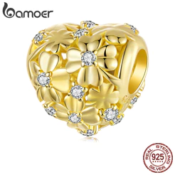 Bamoer 925 Prata Esterlina Charme Ouro Trevo De Quatro Folhas Pingente Pulseira Presente Para Mulher