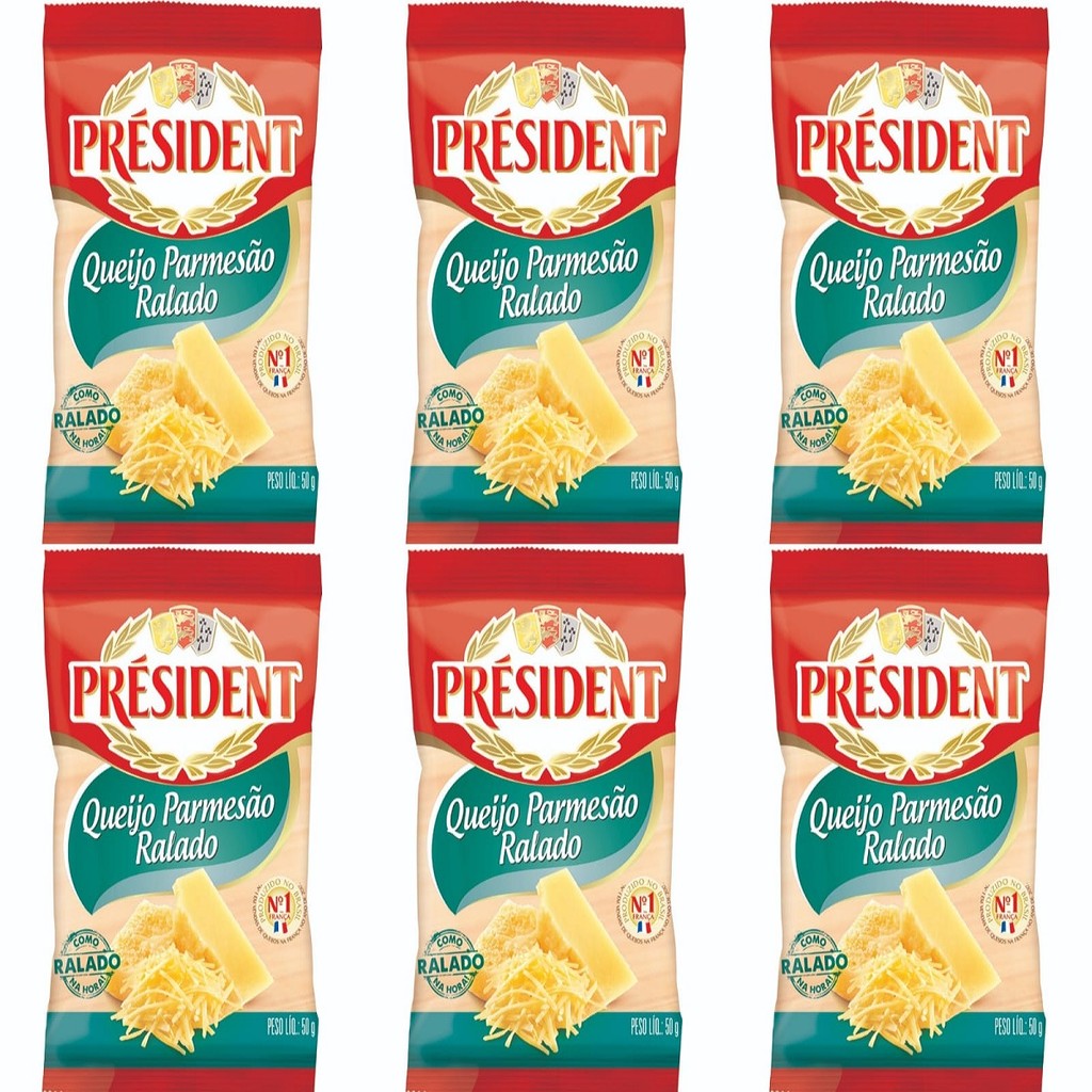 Queijo Parmessão Ralado Président 50G - 6 Unidades em Oferta na Shopee