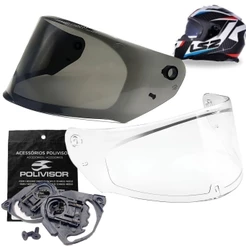 Par Viseiras Fumê e Cristal + Reparos Laterais P/ Capacete Ls2 FF320 / FF353 Antirrisco 2.2mm
