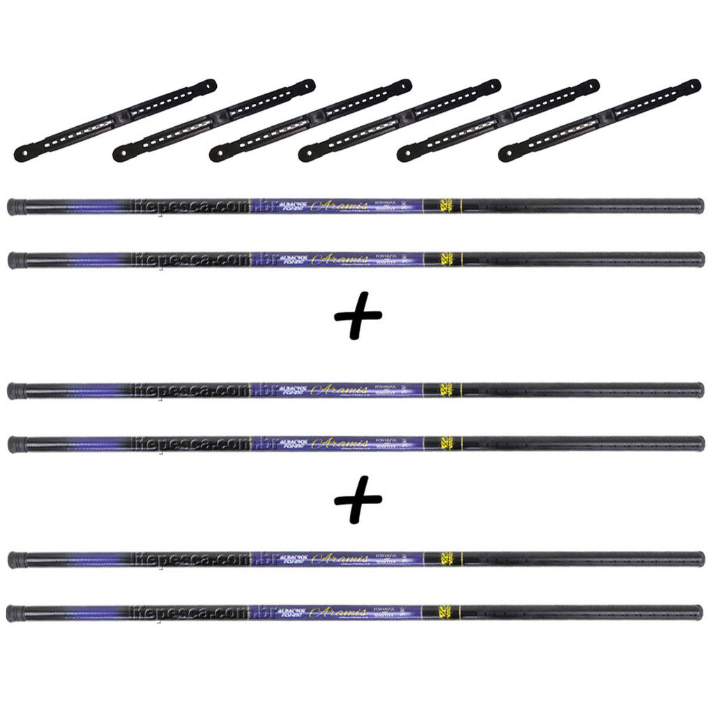 Kit 6 Varas Telescópicas Albatroz Fishing Aramis 6 Medidas Maiores - 22% Carbono