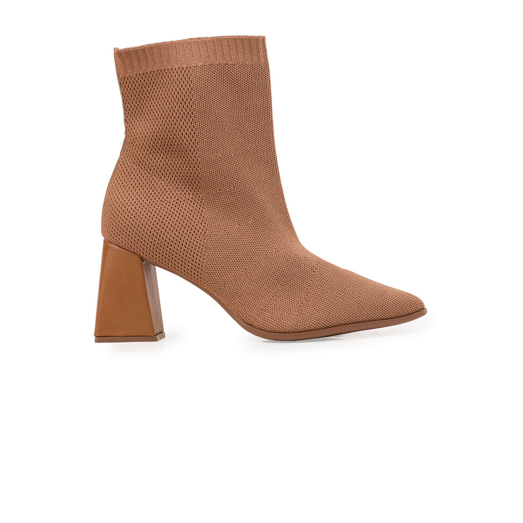 Bota Knit Bebecê Com Salto Geométrico - Women Shoes