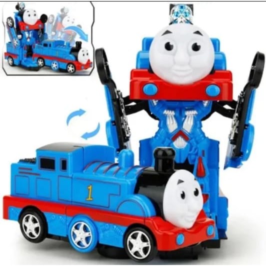Brinquedo Infantil Trem Trenzinho Thomas TK - 1177 Vira Robô Musical Com Luz E Som Cor Azul Toy King