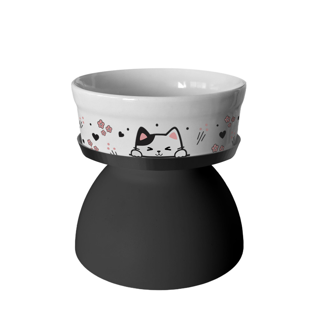 Comedouro Elevado Com Pote de Porcelana 300ml Várias Estampas em Oferta na Shopee