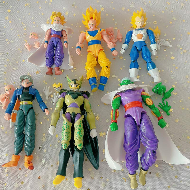 6 Peças/Conjunto 12cm Dragon Ball Z Super Saiyan Son Goku Figura Anime Gohan Vegeta Broly Piccolo Majin Buu Fã