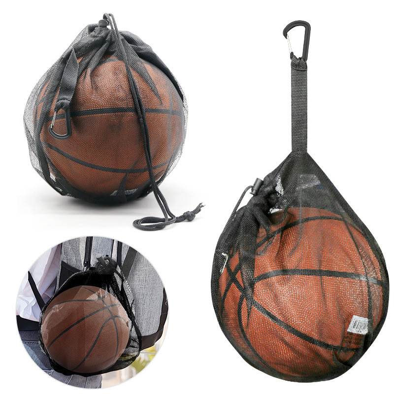 Bolsa De Basquete Preta Para Treinamento , Com Gancho , Futebol E Vôlei , Armazenamento Cordão Malha , FG