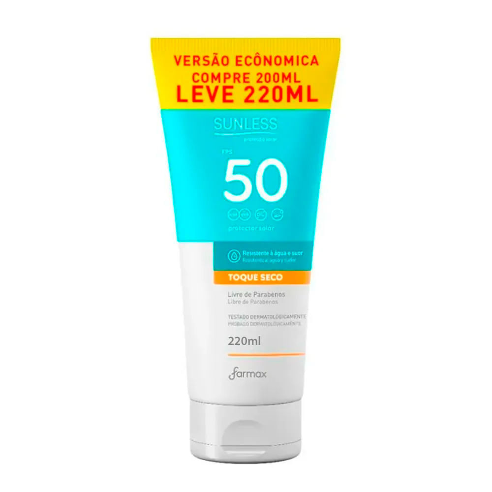 Protetor Solar Sunless FPS 50 Toque Seco Pague 200ml Leve 220ml - Beauty