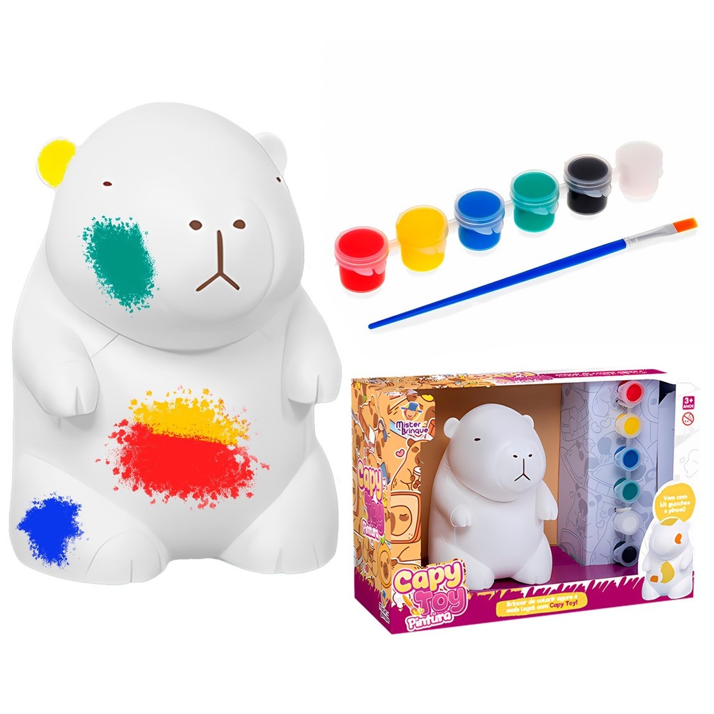 Cap Toy Pintura Boneco Capivara Para Pintar De Vinil Lavável Com Pincel E Tintas Infantil

 em Oferta na Shopee