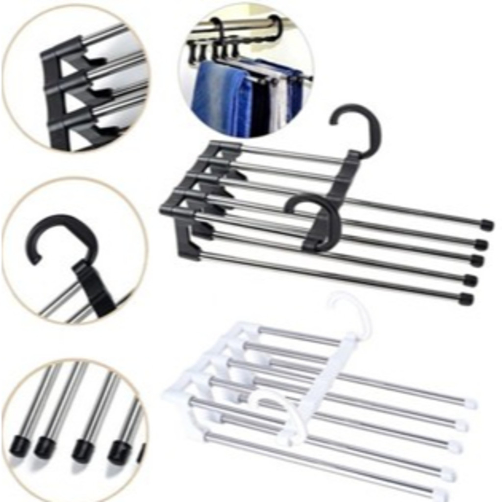 DAGUAN KIT 1/2/3/4 unidades Cabide Para Calças Organizador Aço Inox Multifuncional Retrátil 5 em 1