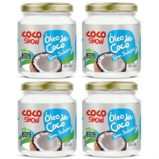 Kit com 4 Óleo de coco Sem Sabor 200ml Coco Show - Copra em Oferta na Shopee