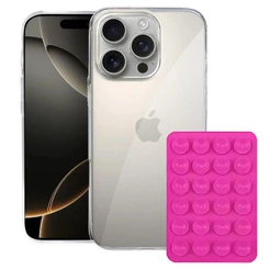 Kit Capa case capinha Crystal Slim para Iphone 16 Pro + Ventosa - ROSA