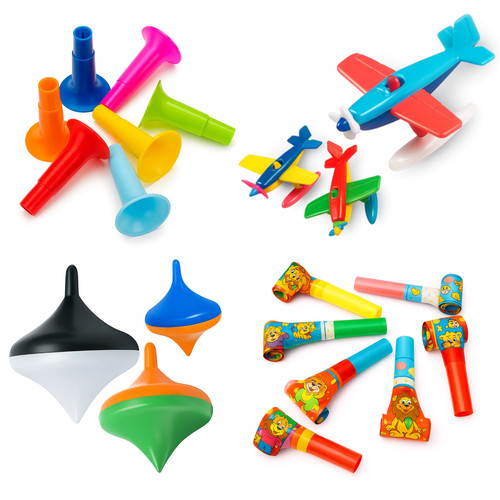Kit 40 Mini Brinquedo Lembrancinha Sacolinha Surpresa Prenda Aniversário Corneta Pião Avião Língua