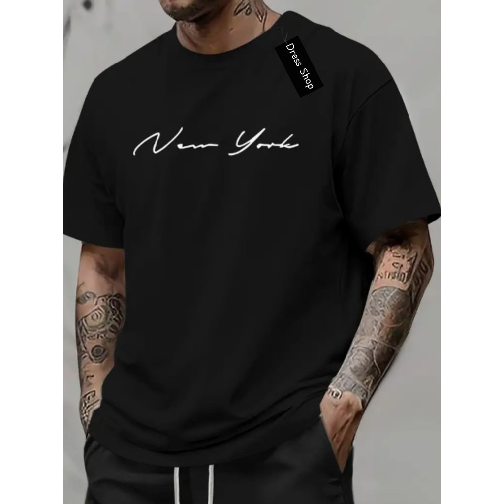 Camiseta Masculina New York Letra Script Blusa Estampada 100% Algodão basica manga curta