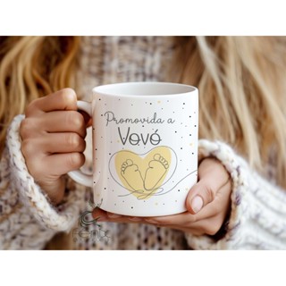 Caneca Promovida a Vovó - Cegonha Lembrancinha Chá Revelação Batizado - Porcelana 325 ML em Oferta na Shopee