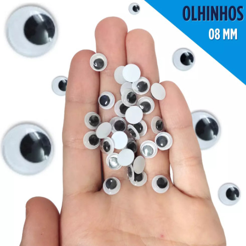 100 unid. Olho Móvel P/Artesanato Biscuit e Pelucia  TAM:8mm em Oferta na Shopee